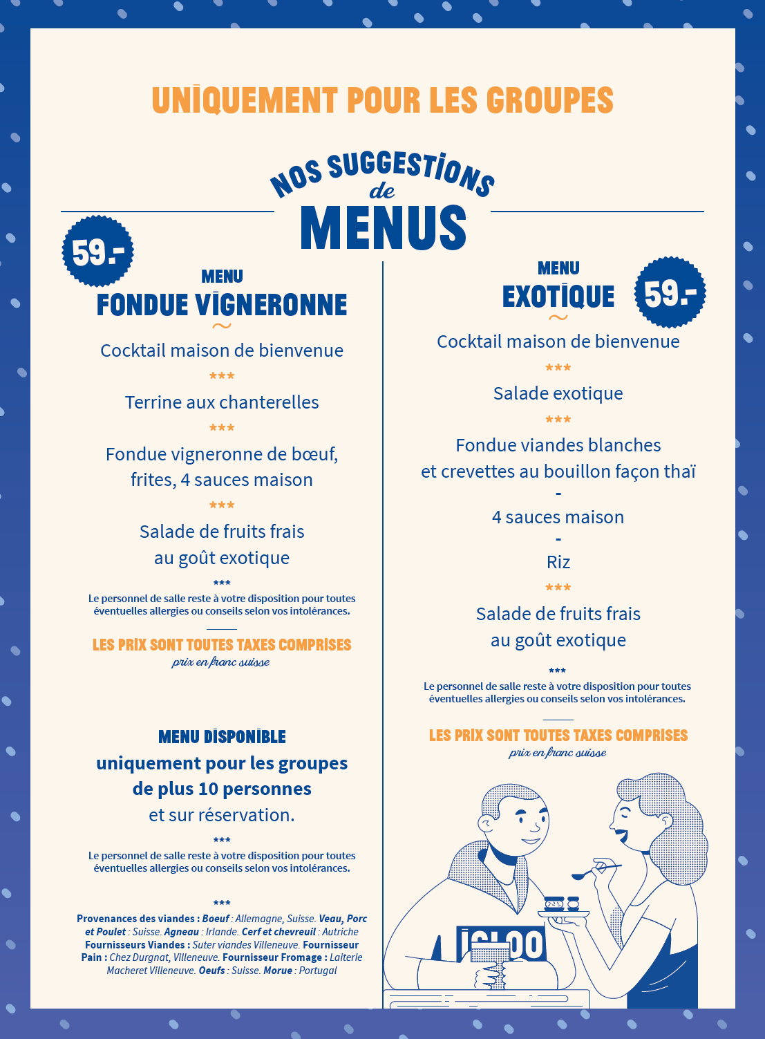 Menu pour les groupes